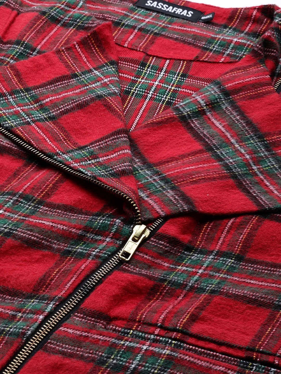 Women's Red Check Biker Jacket