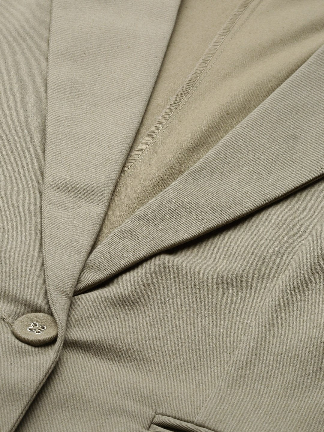 Women's Beige Twill Single Button Classic Blazer