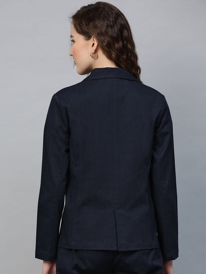 Women's Navy Twill Single Button Classic Blazer