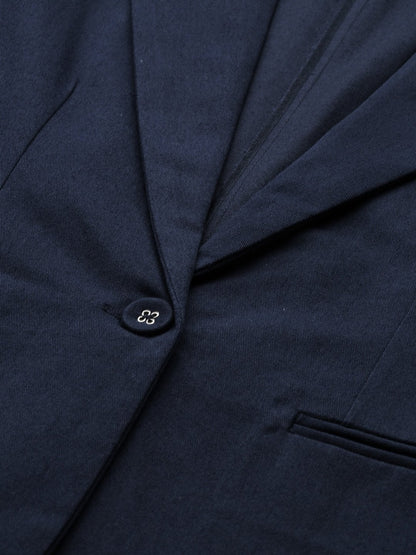 Women's Navy Twill Single Button Classic Blazer