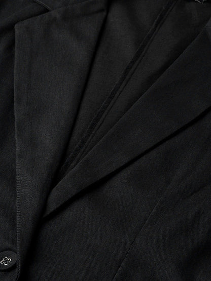 Women's Black Twill Single Button Classic Blazer