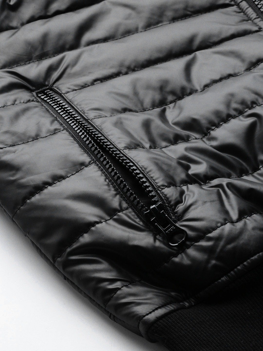 Women's Black Hooded Crop Bomber Puffer Jacket