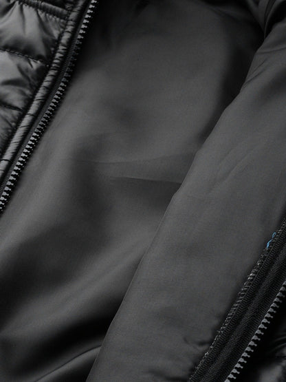 Women's Black Hooded Crop Bomber Puffer Jacket