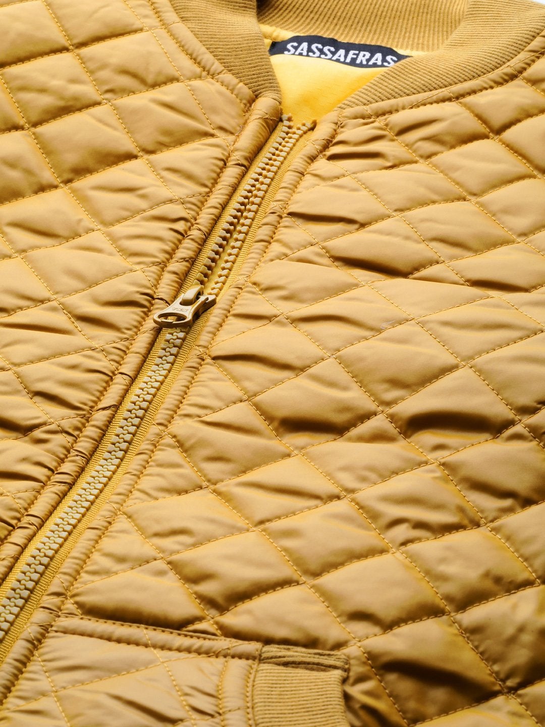 Women's Mustard Quilted Bomber Jacket