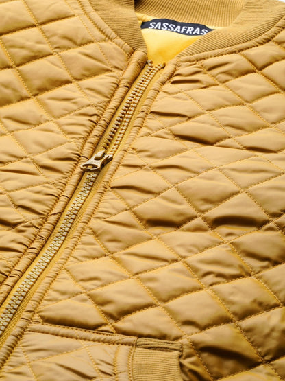 Women's Mustard Quilted Bomber Jacket