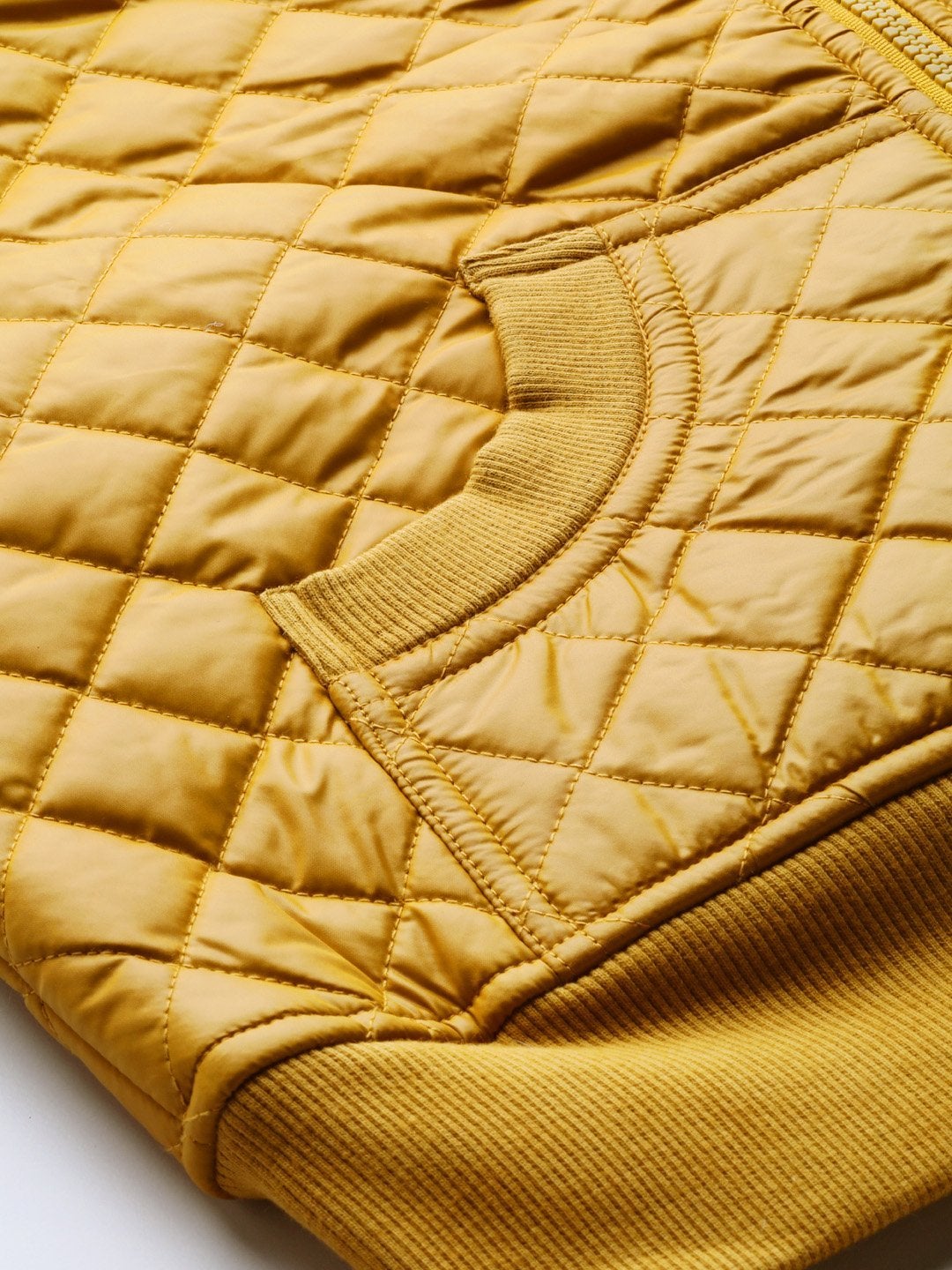 Women's Mustard Quilted Bomber Jacket