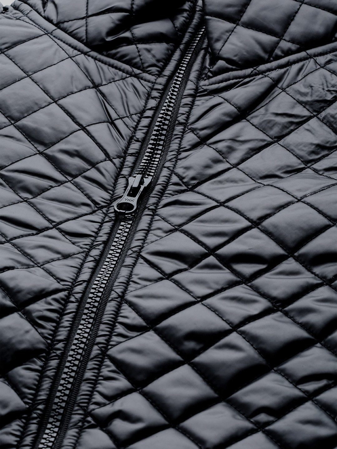 Women's Black Flap Pockets Quilted Puffer Jacket