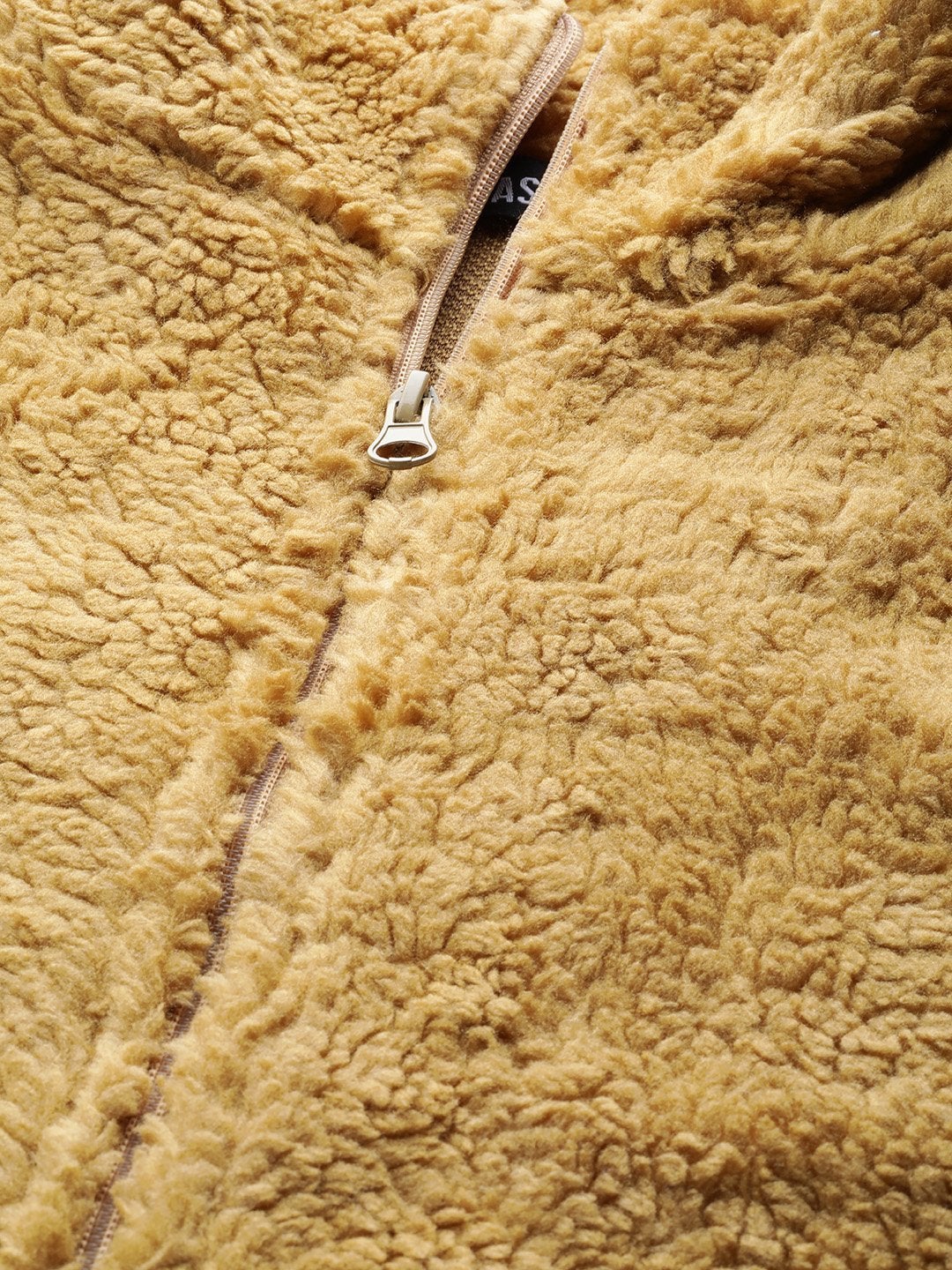 Women's Mustard Drawstring Faux Fur Jacket