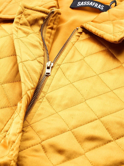 Women's Mustard Satin Quilted Jacket