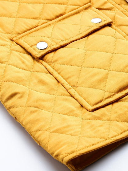 Women's Mustard Satin Quilted Jacket