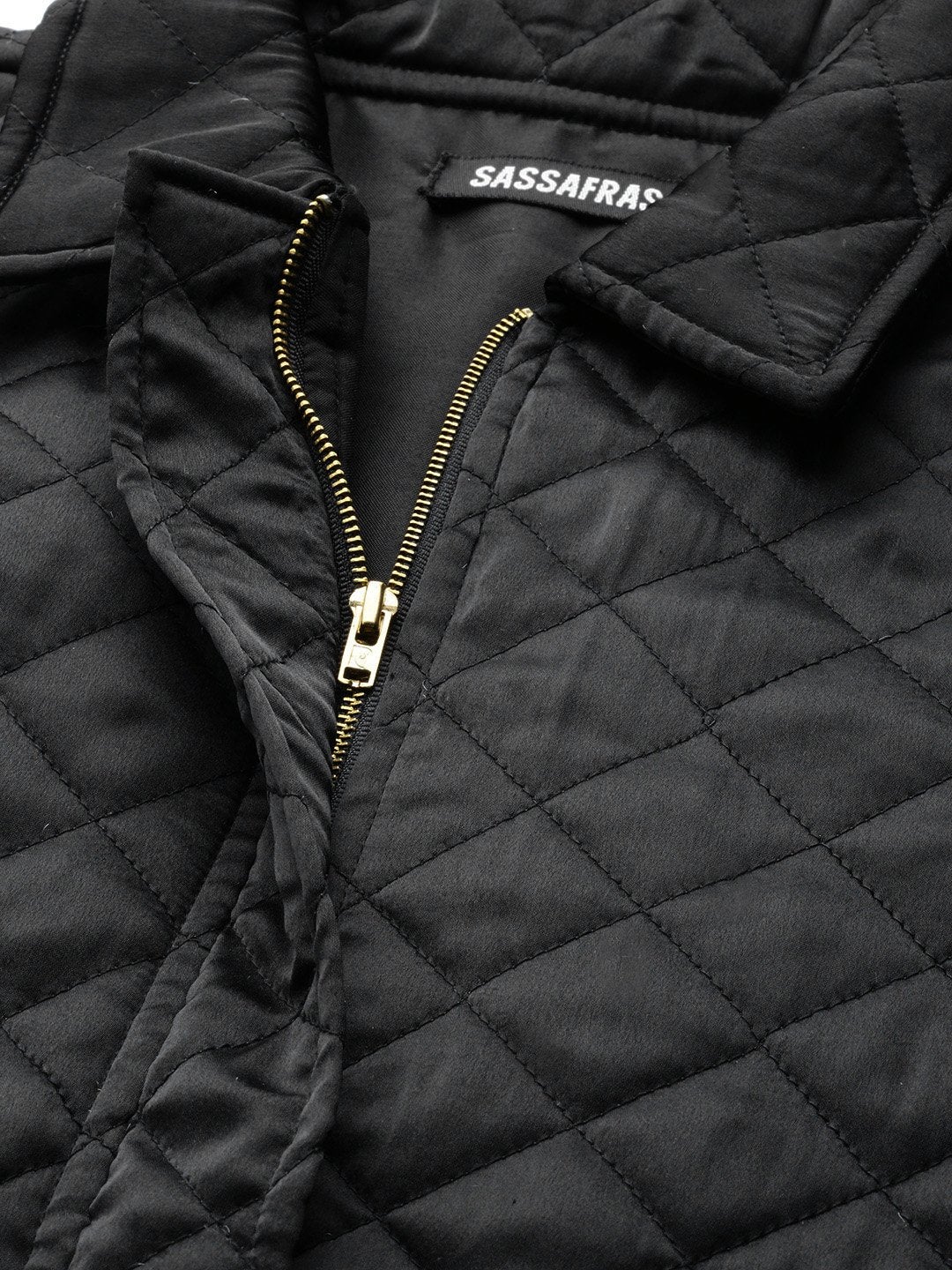 Women's Black Satin Quilted Jacket