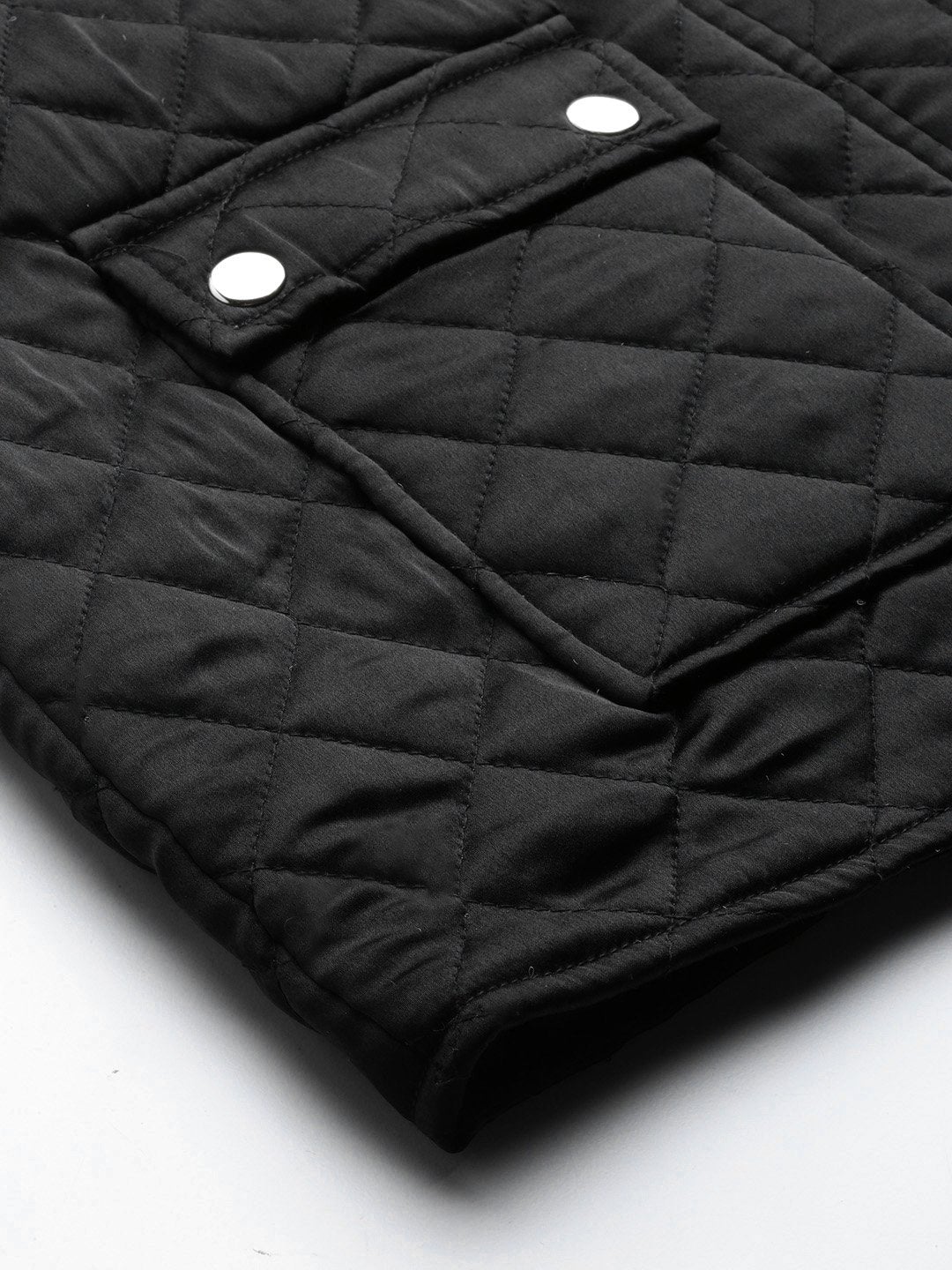 Women's Black Satin Quilted Jacket
