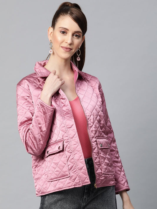 Women's Lavender Satin Quilted Jacket