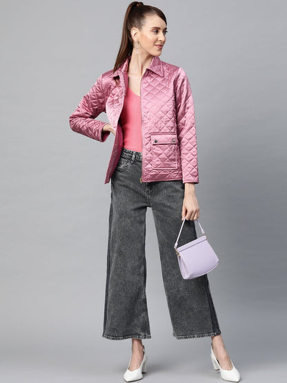 Women's Lavender Satin Quilted Jacket