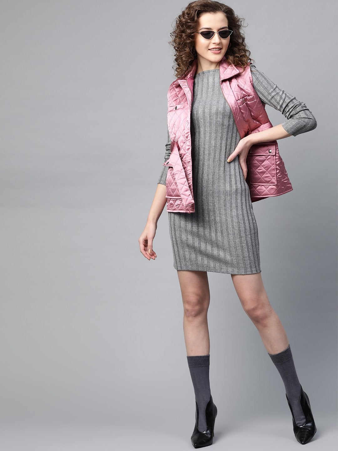 Women's Lavender Sleeveless Belted Satin Quilted Jacket