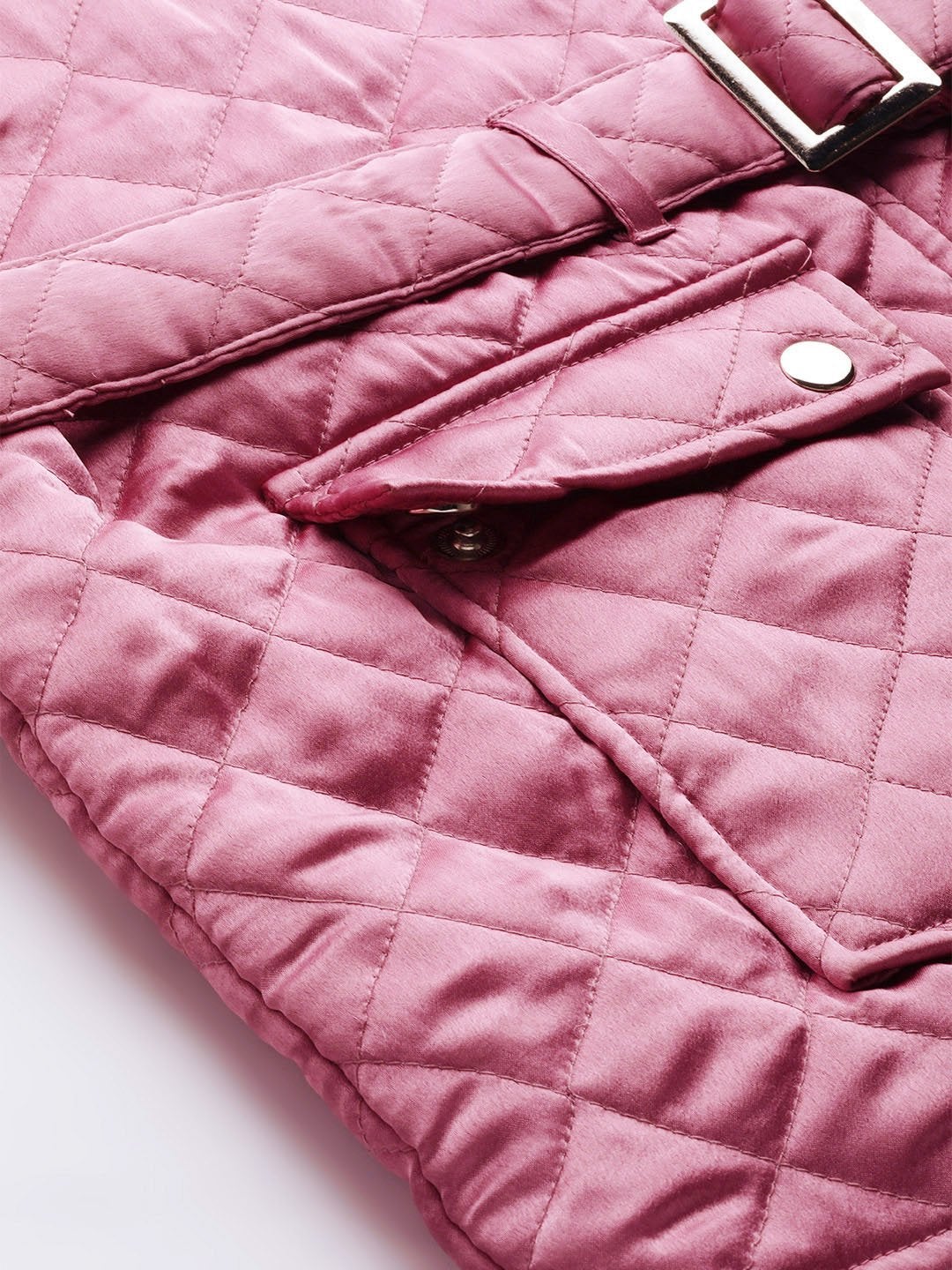 Women's Lavender Sleeveless Belted Satin Quilted Jacket