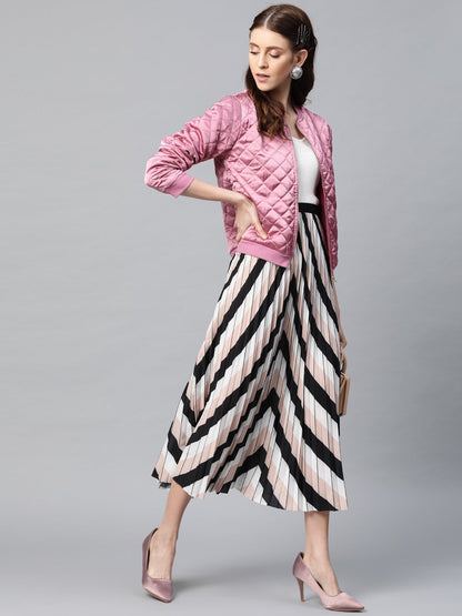 Women's Lavender Satin Quilted Bomber Jacket