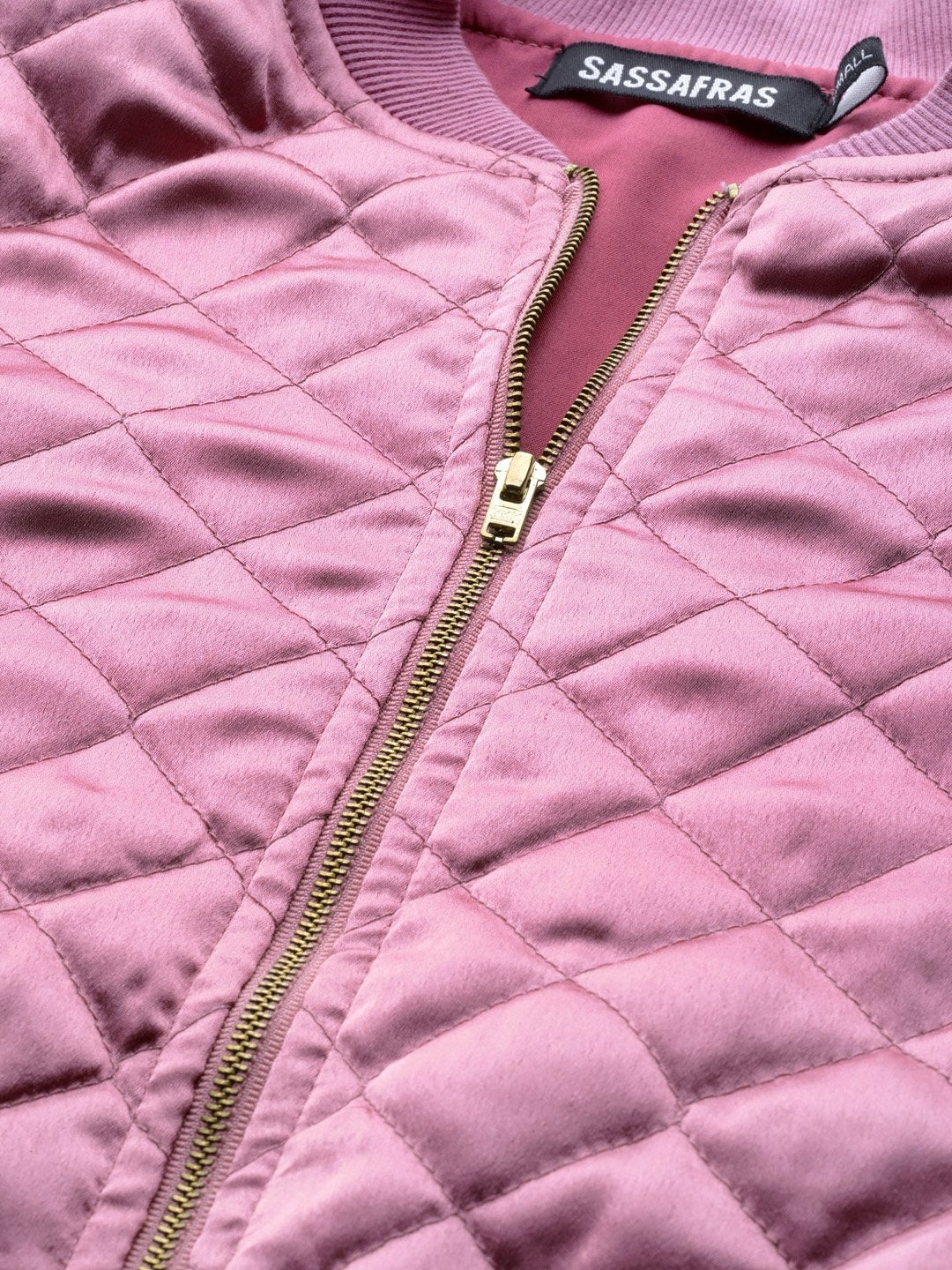 Women's Lavender Satin Quilted Bomber Jacket