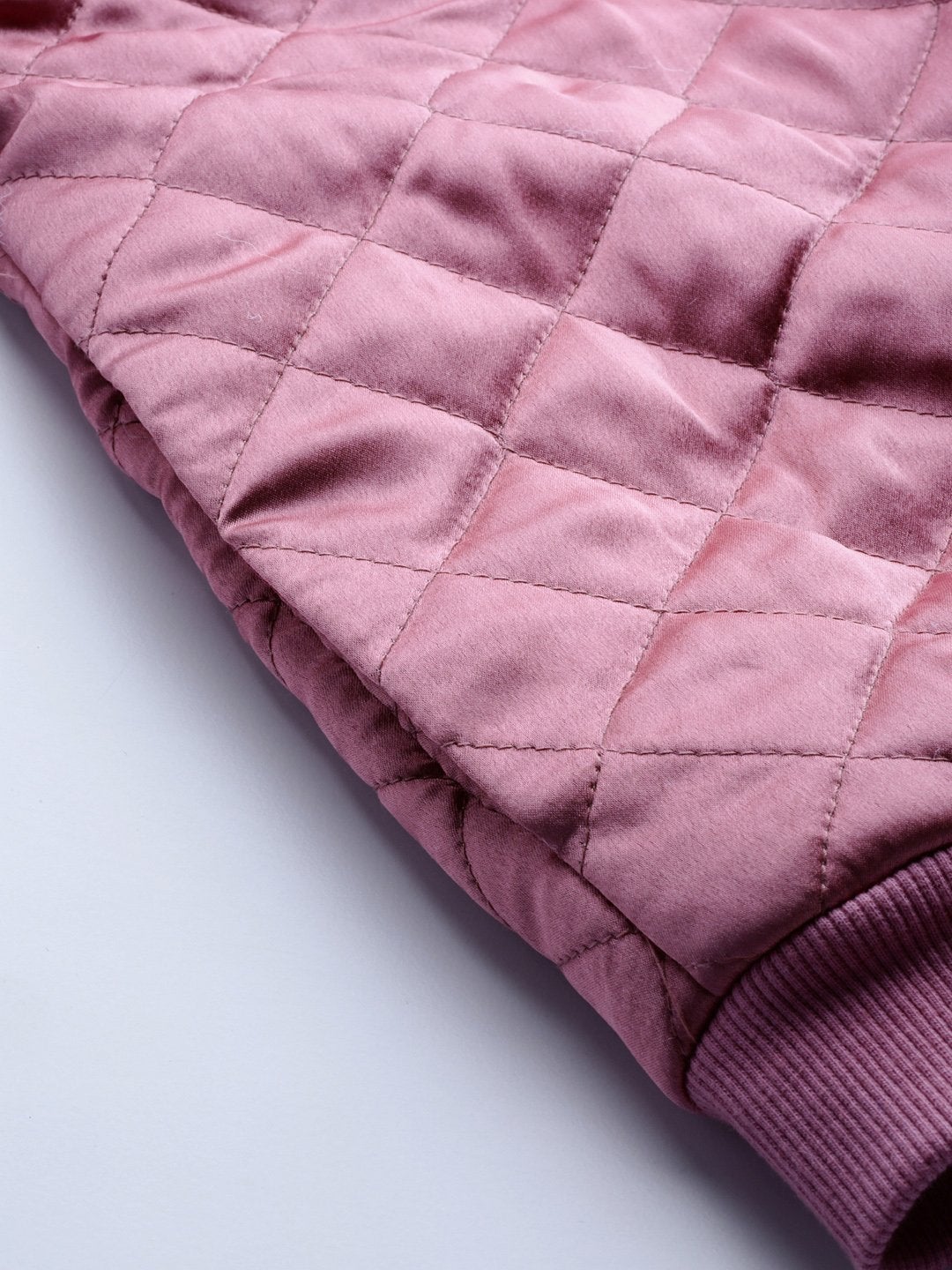 Women's Lavender Satin Quilted Bomber Jacket