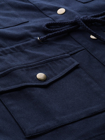 Women's Navy Twill Utility Drawstring Jacket