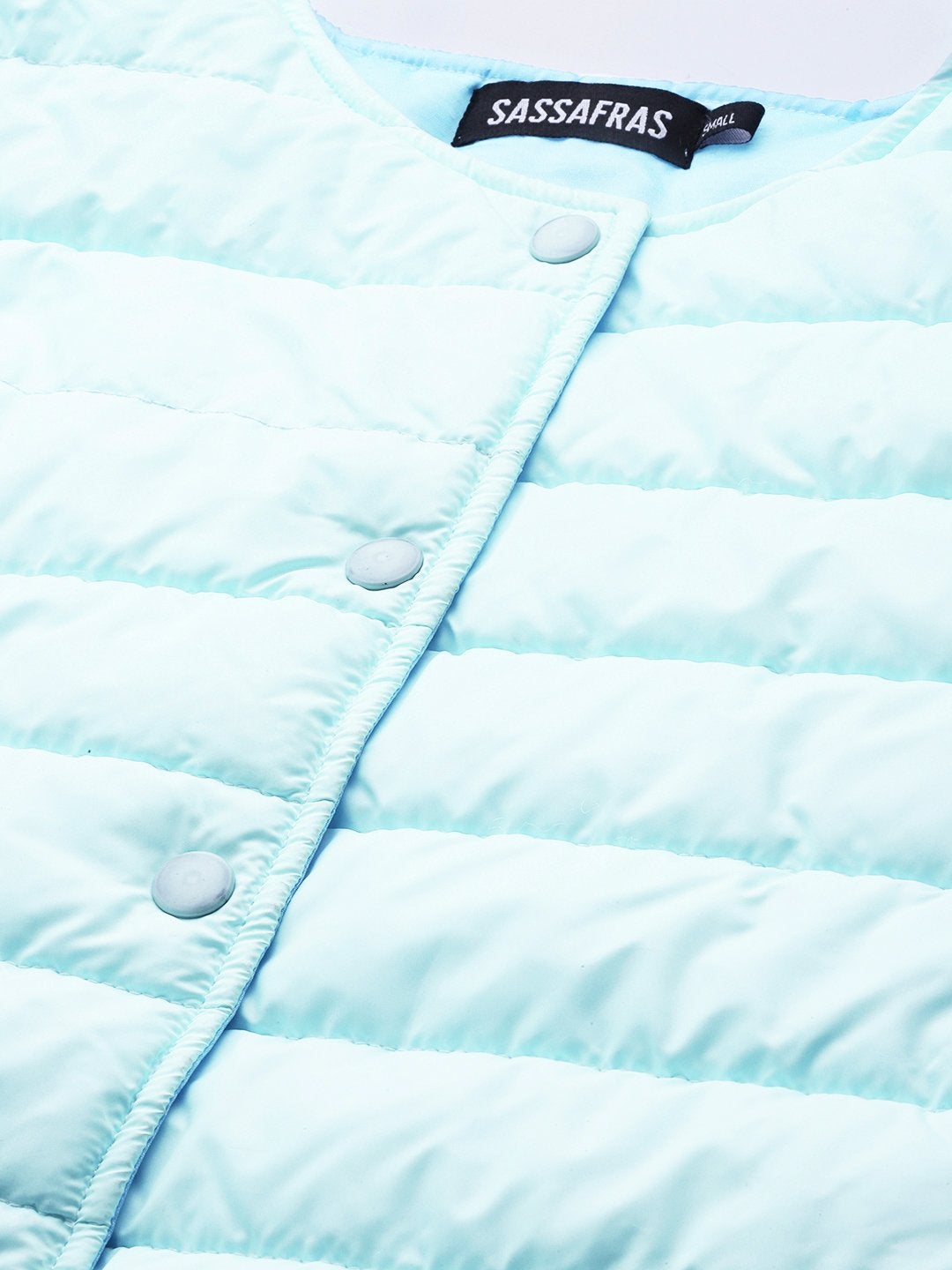 Women's Blue Snap Button Quilted Jacket
