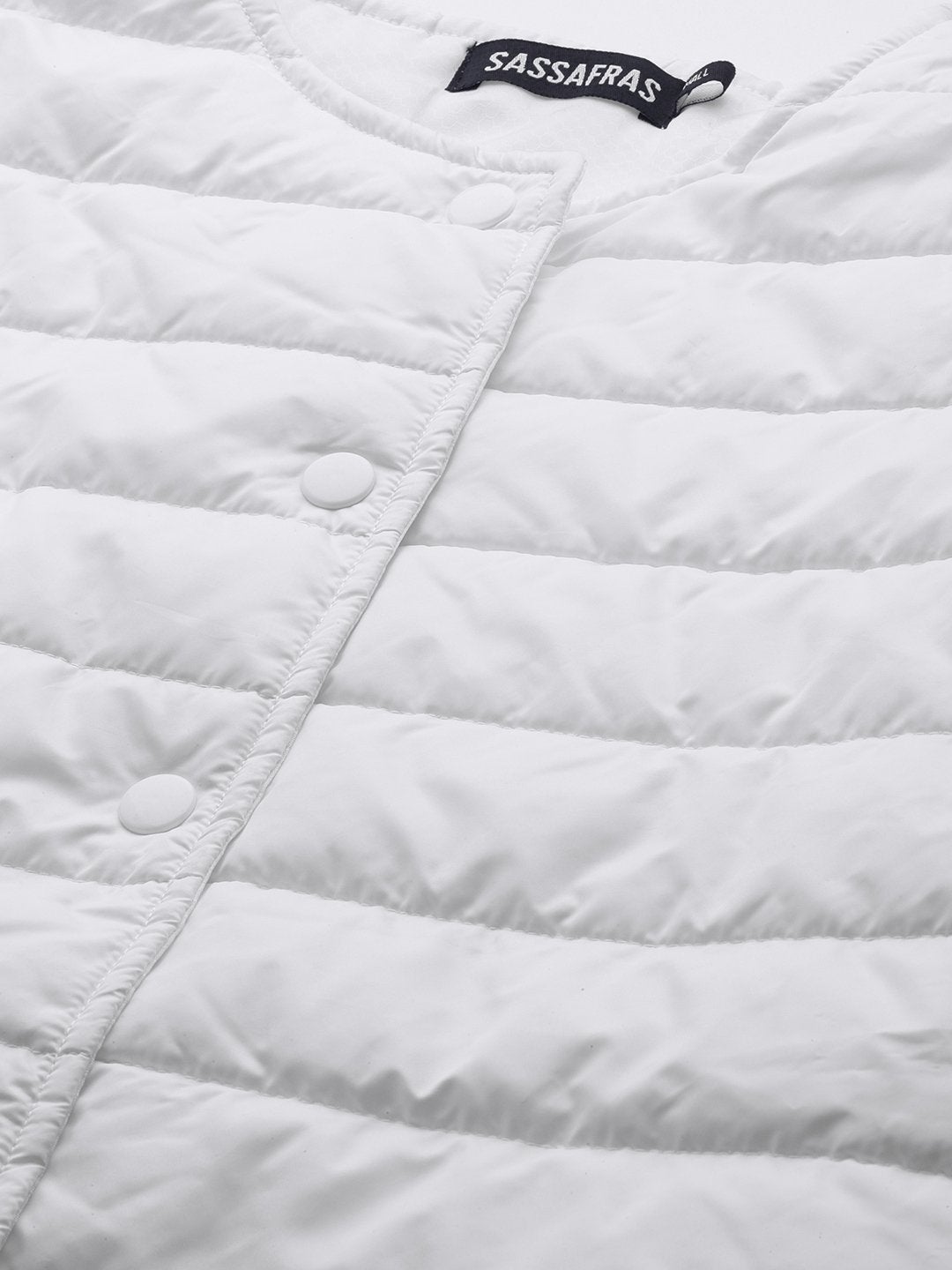 Women's White Snap Button Quilted Jacket