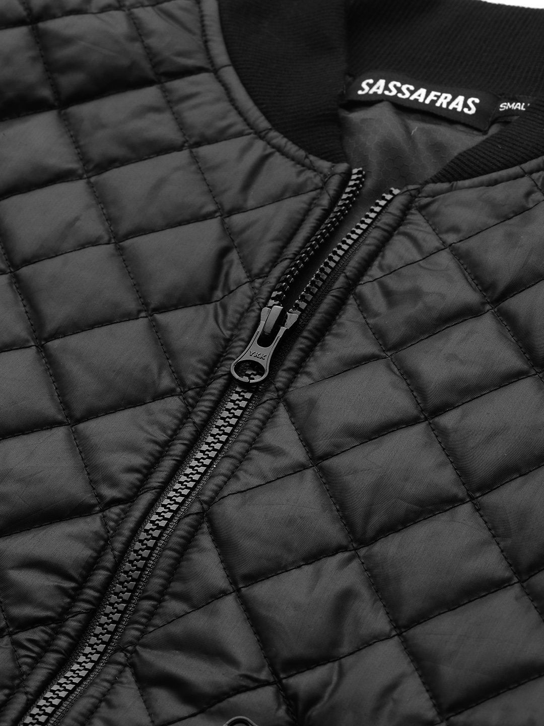 Women's Black Drawstring Quilted Bomber Jacket