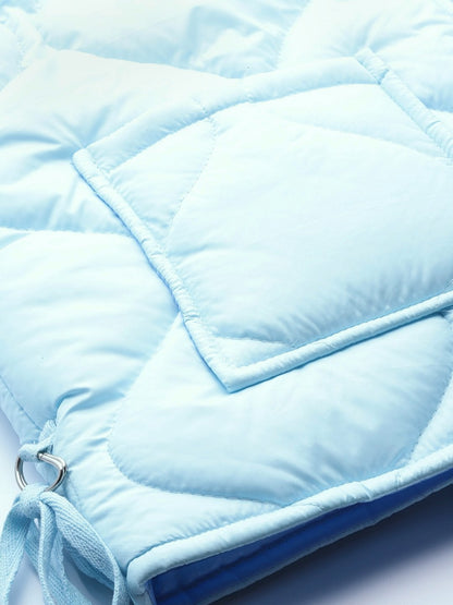 Women's Blue Front Pocket Puffer Jacket