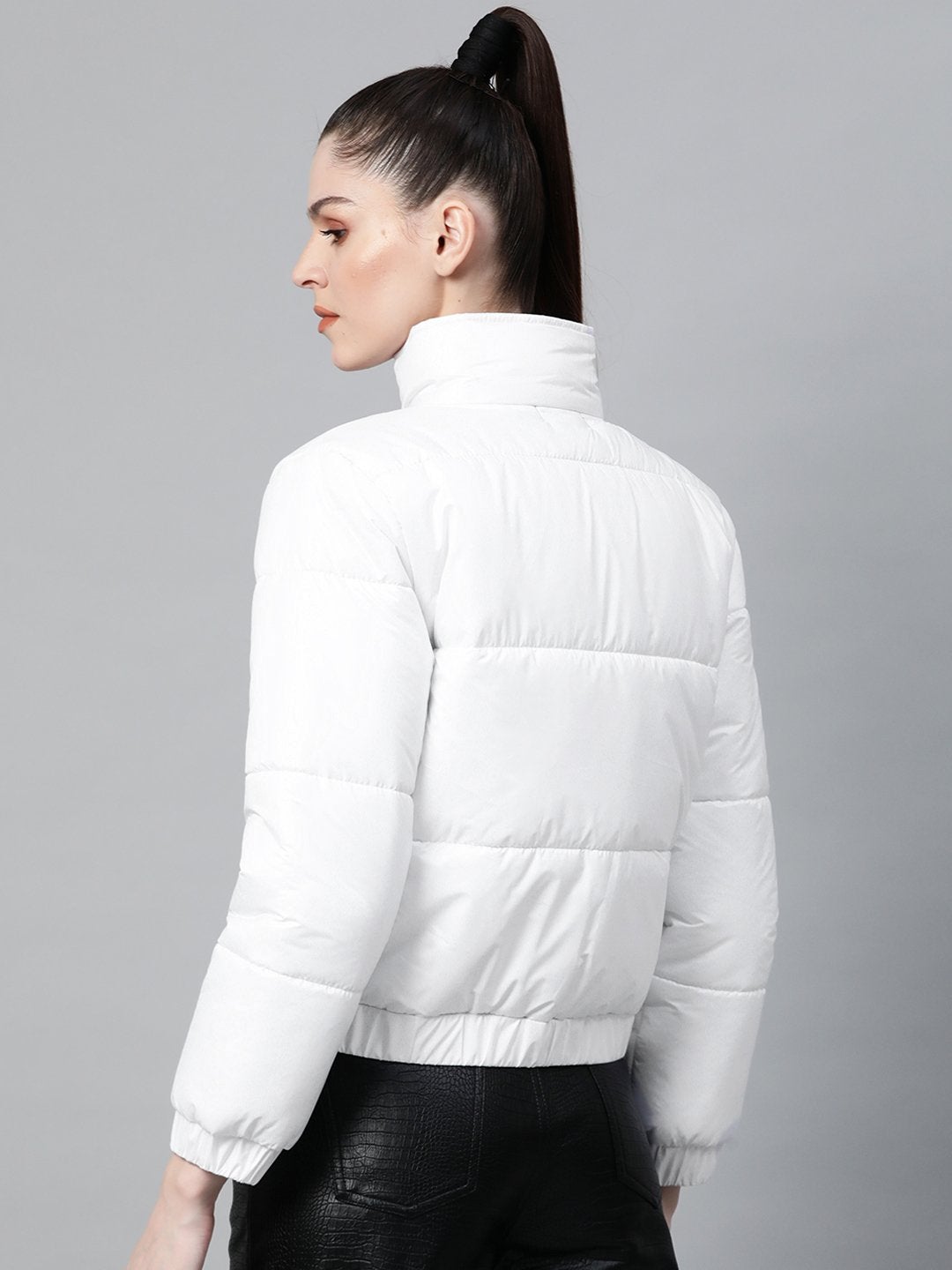 Women's White Full Sleeve Quilted Jacket