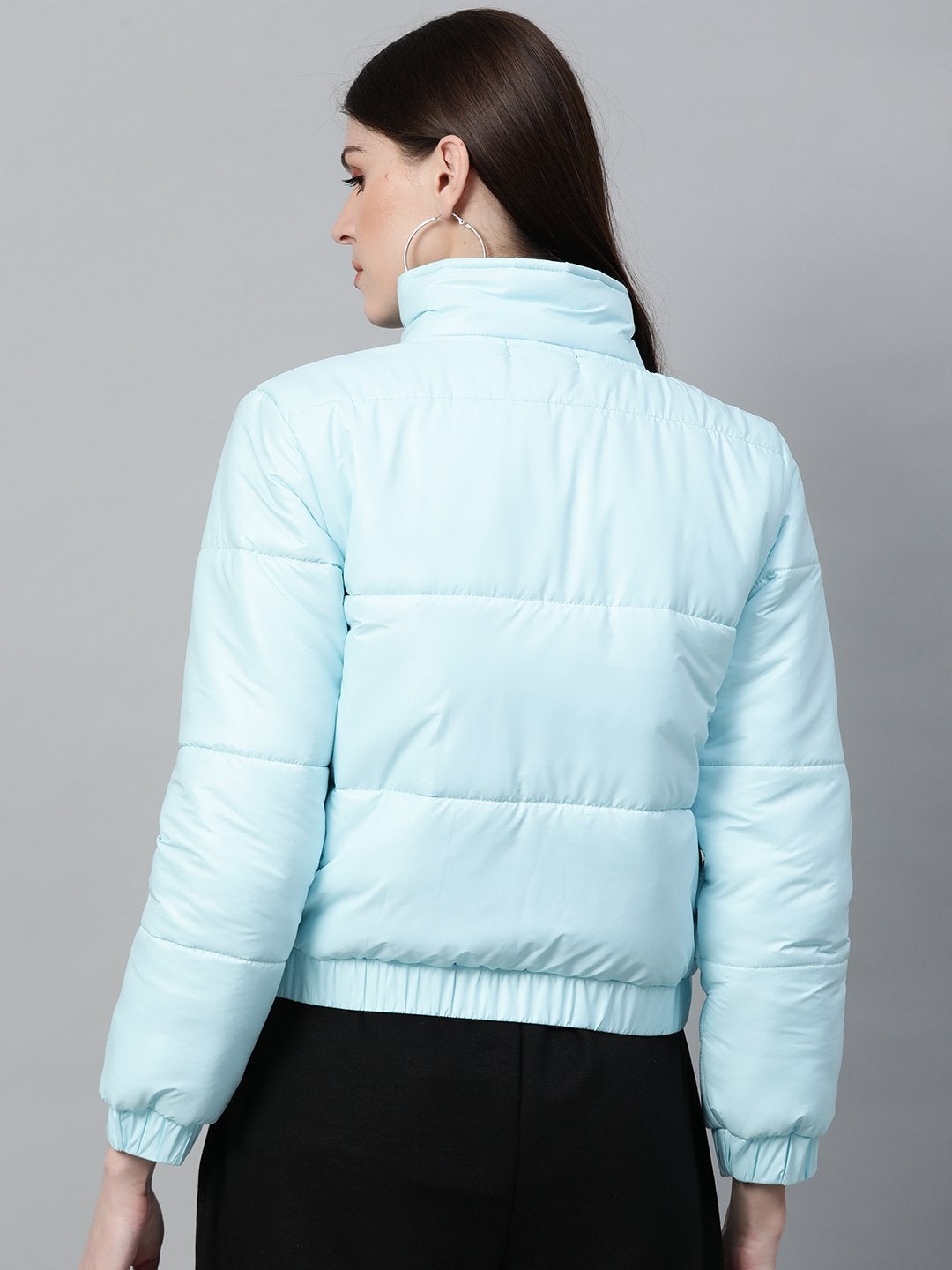 Women's Blue Full Sleeve Quilted Jacket
