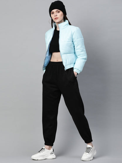 Women's Blue Full Sleeve Quilted Jacket