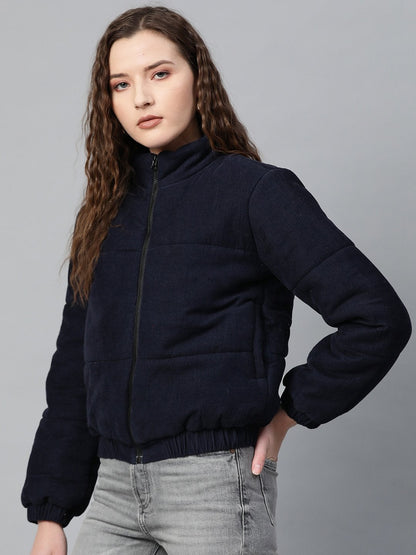 Women's Navy Corduroy Quilted Jacket