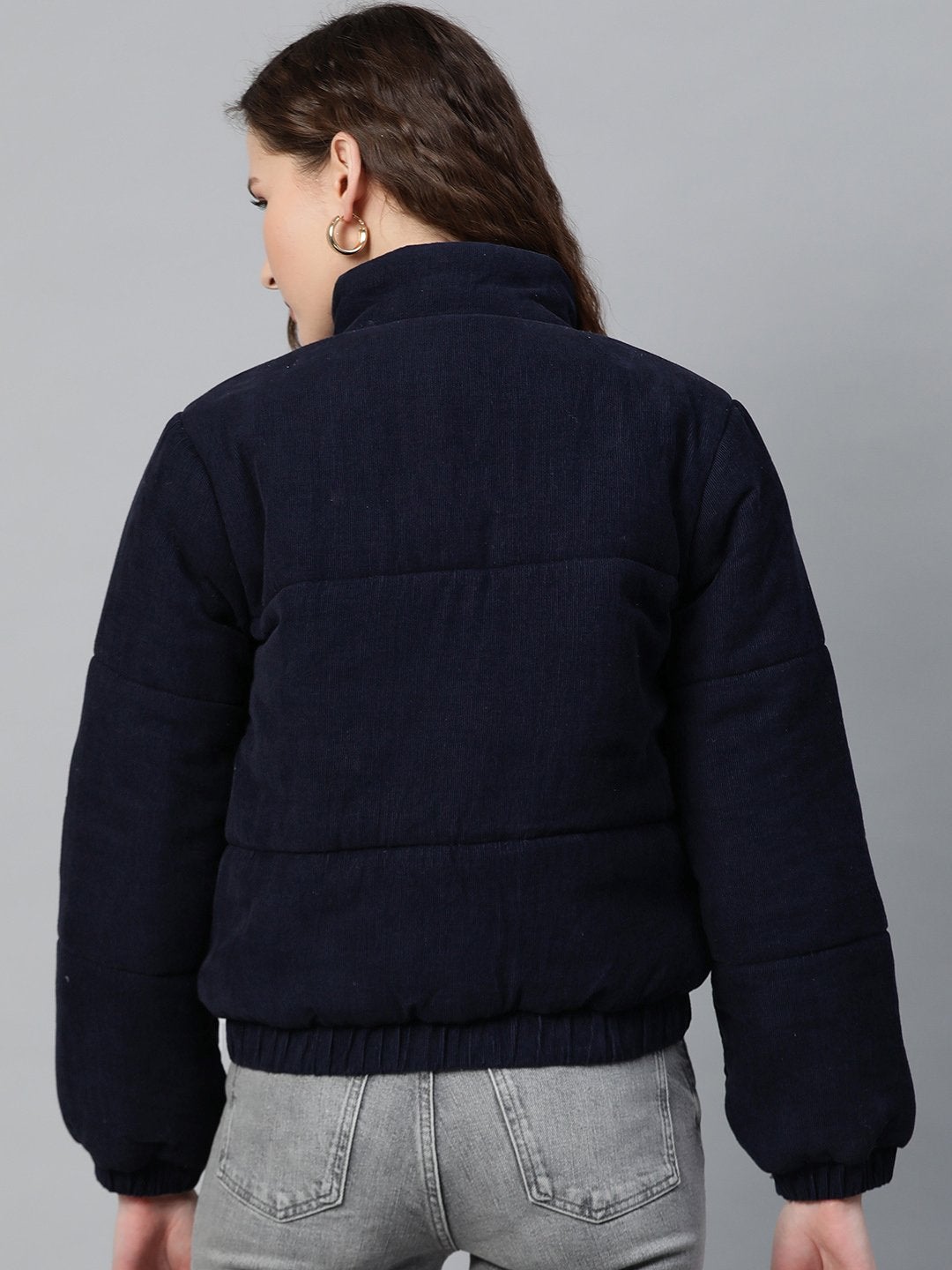 Women's Navy Corduroy Quilted Jacket