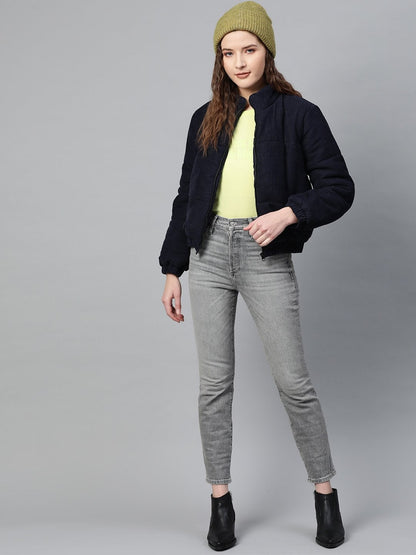 Women's Navy Corduroy Quilted Jacket