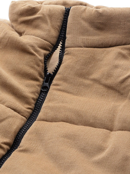 Women's Beige Corduroy Quilted Jacket