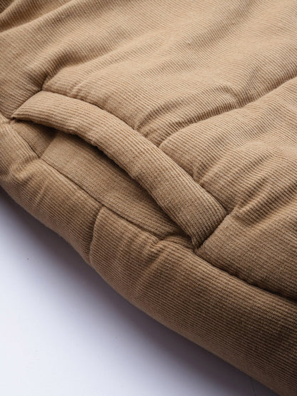 Women's Beige Corduroy Quilted Jacket