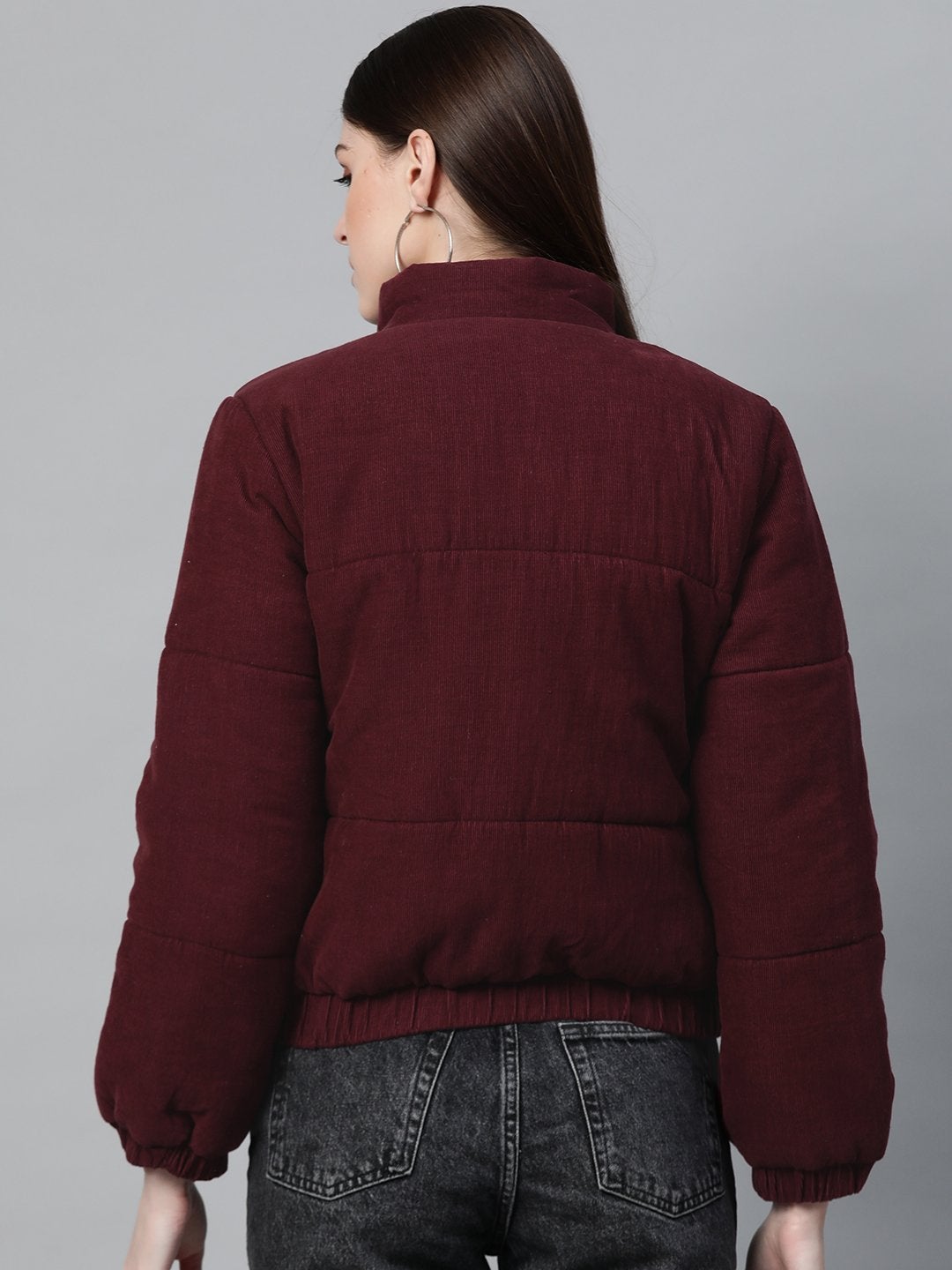 Women's Burgundy Corduroy Quilted Jacket