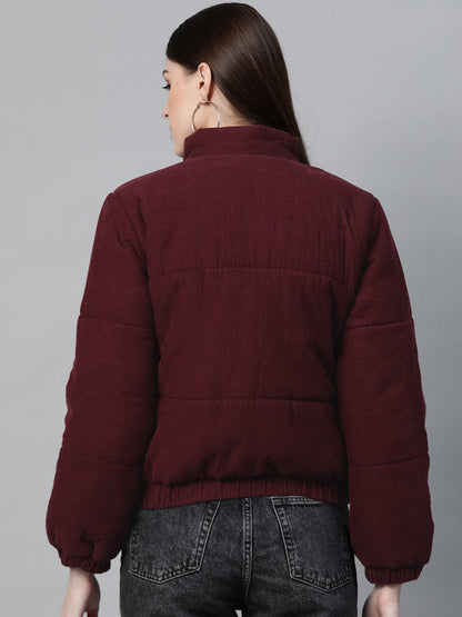 Women's Burgundy Corduroy Quilted Jacket