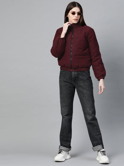 Women's Burgundy Corduroy Quilted Jacket