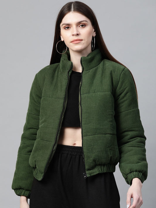 Women's Olive Corduroy Quilted Jacket