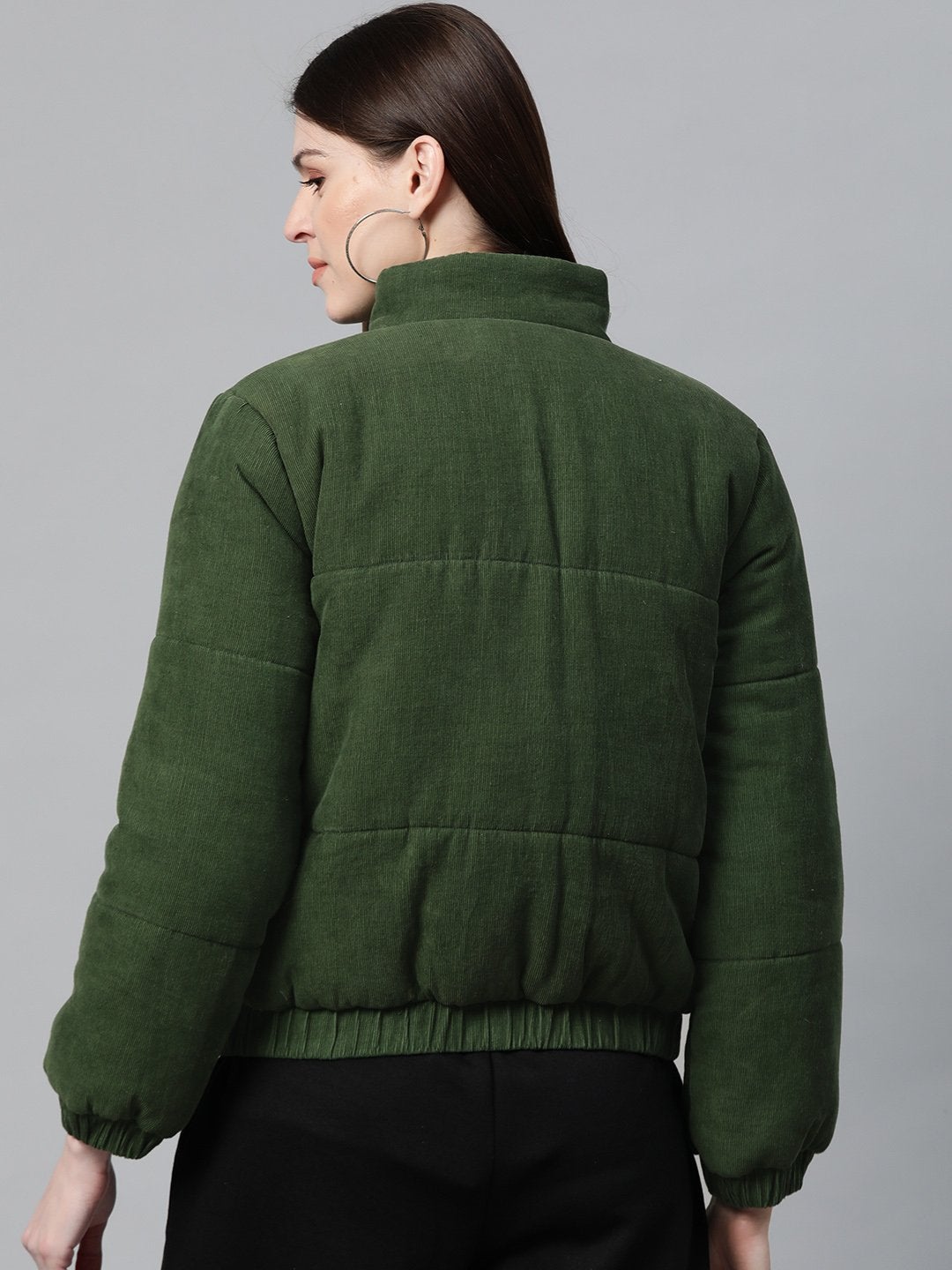 Women's Olive Corduroy Quilted Jacket