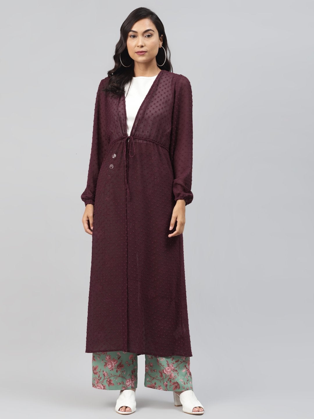 Women's Burgundy Front Open Shrug