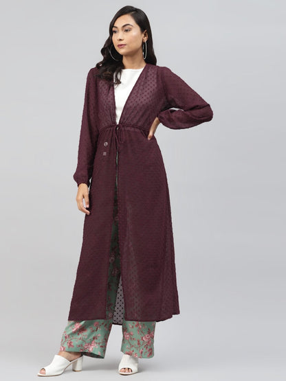 Women's Burgundy Front Open Shrug