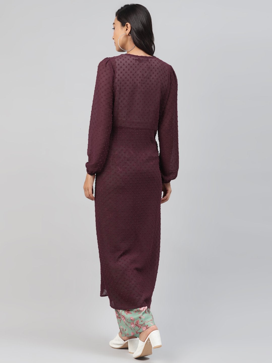 Women's Burgundy Front Open Shrug