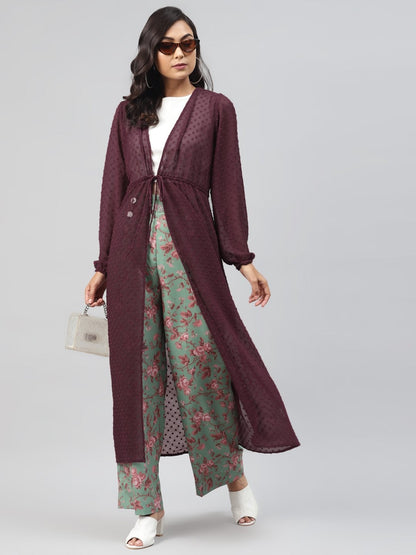 Women's Burgundy Front Open Shrug