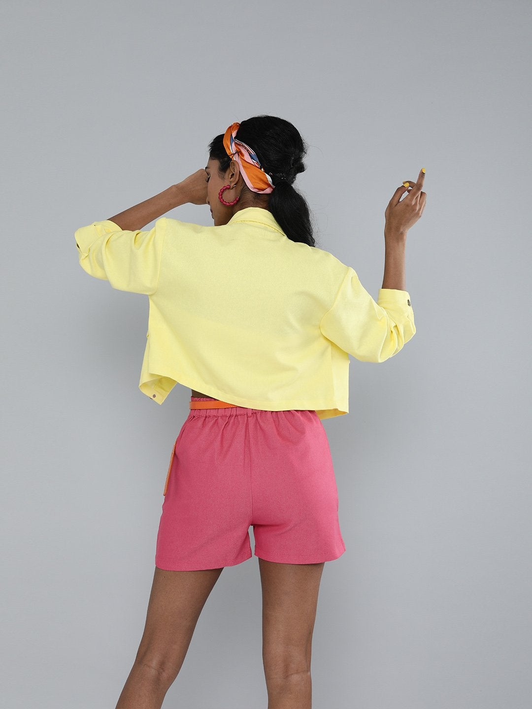 Women's Yellow Boxy Twill Jacket