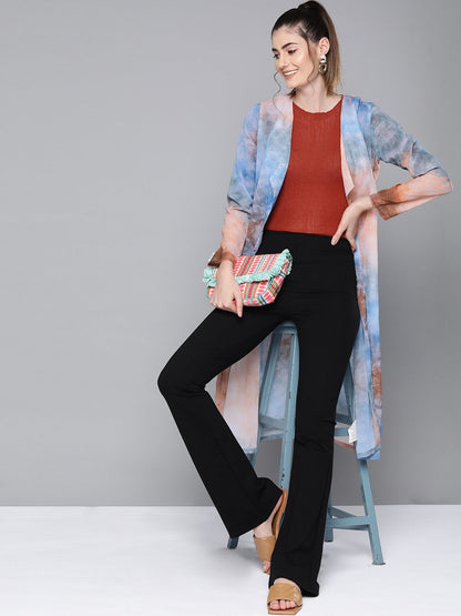 Women's Blue & Brown Tie-Dye Print Shrug