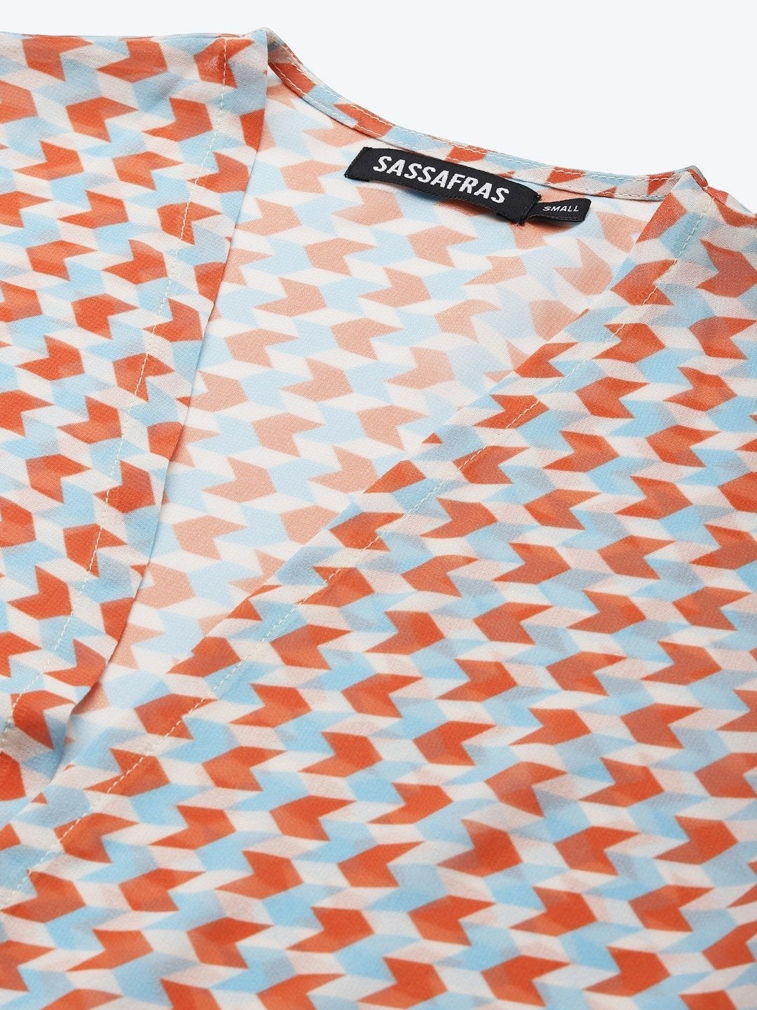 Women's Orange Arrow Print Side Slit Shrug