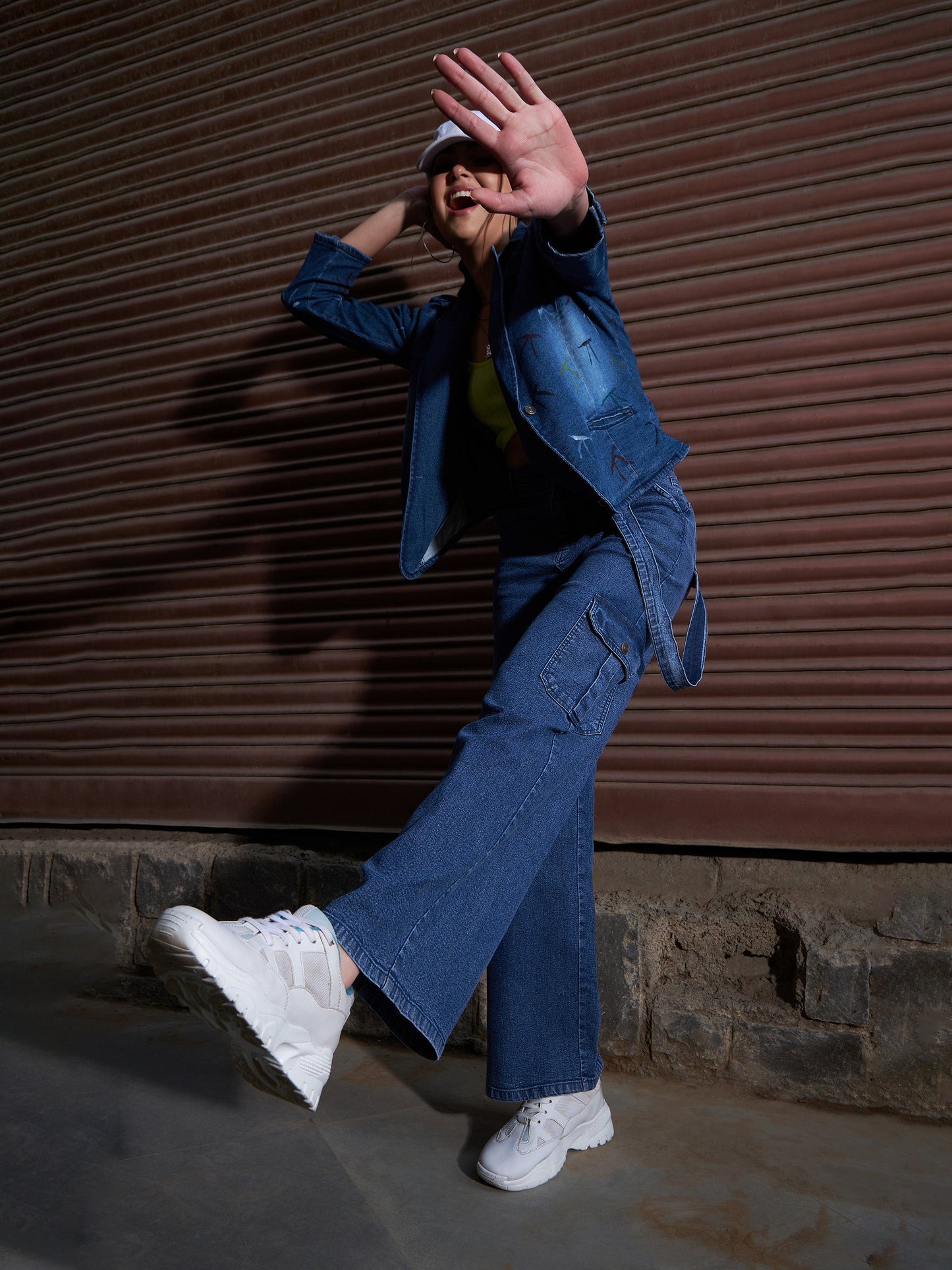 Women's Blue Denim Paint Strokes Classic Blazer