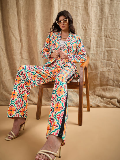 Women's Yellow Printed Blazer